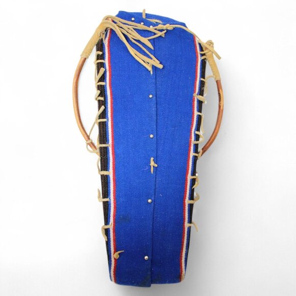 Vintage Native American Style Cradleboard Doll With Handwoven Wool & Leather Acc - Picture 6 of 10